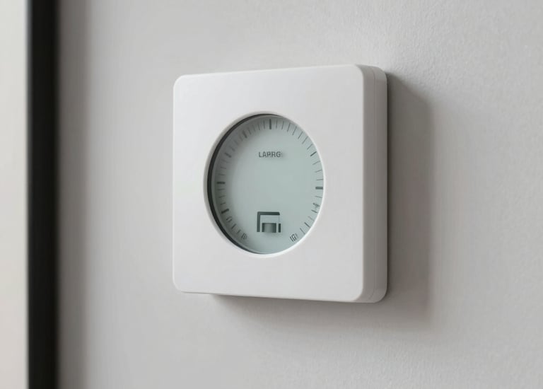 Technician performing maintenance on a heating boiler with navy uniform