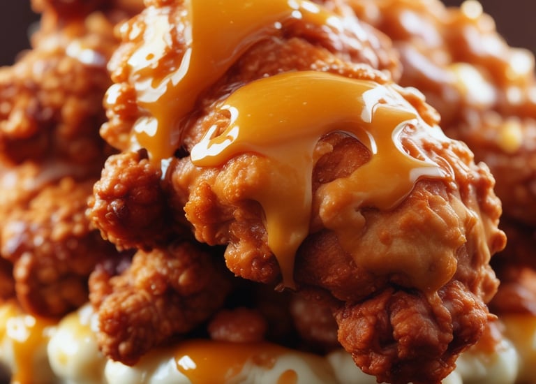 Hot honey fried chicken close-up