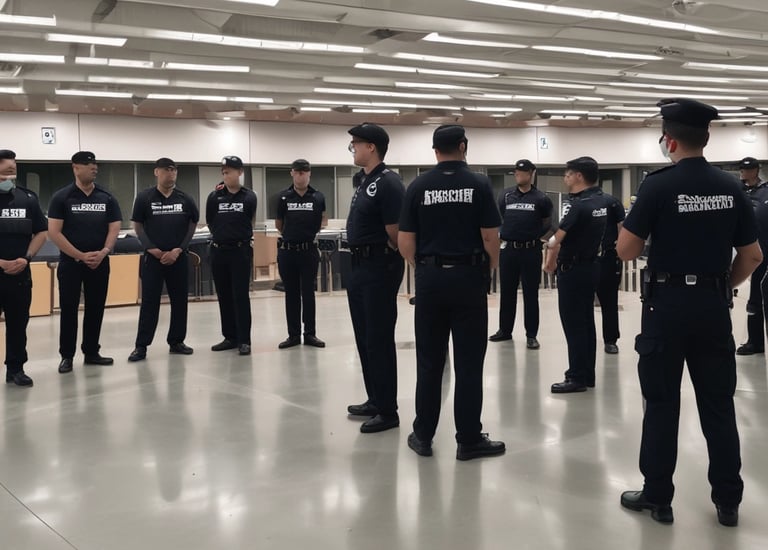 Security personnel conducting a safety drill.