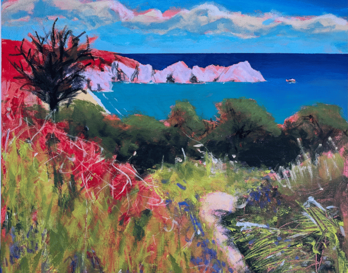 Summer stroll on the Cornish coast path on the North Cliffs