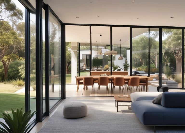 A beautifully renovated living room with modern furnishings.