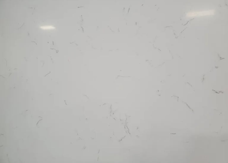 Carrara-style white quartz with gray veining