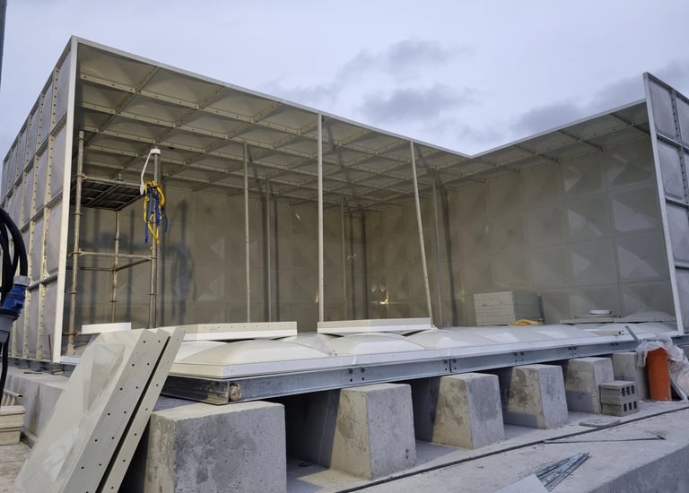 Installation progress of GRP Sectional Water Tank