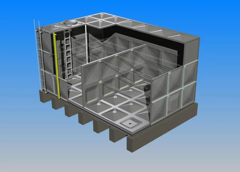 Graphical image of GRP sectional water Tank