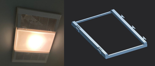 3D scanned, designed and printed light fixture bezel replacement for discontinued exhaust fan