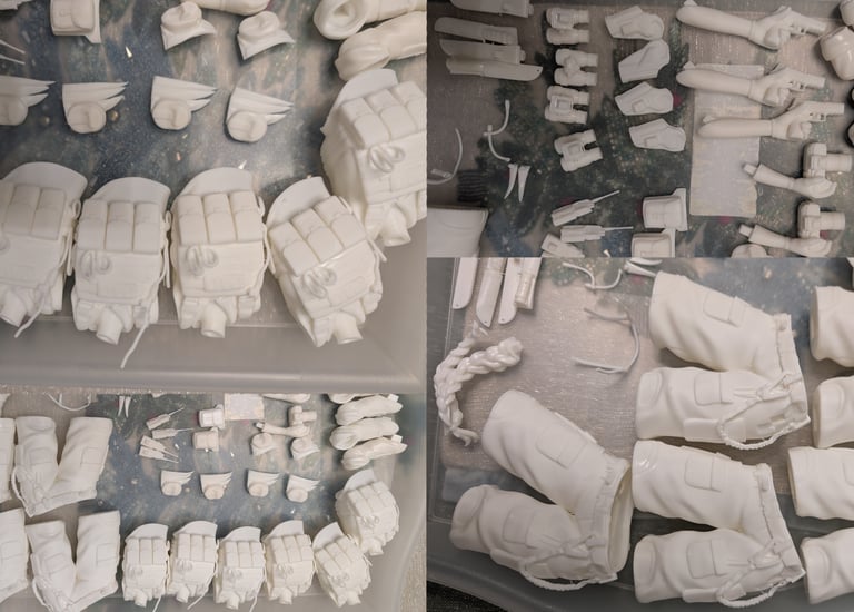 white resin 3D printed large volume batch project anime figurine model