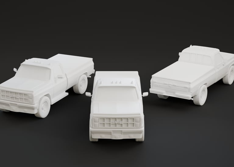 3d design model of a white truck 1982 gmc sierra