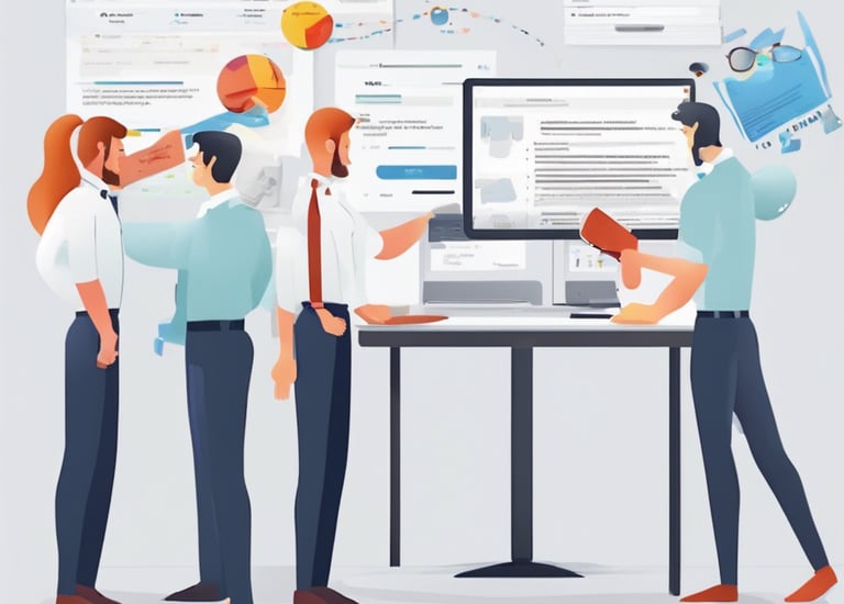 man in blue hoodie looking at macbook