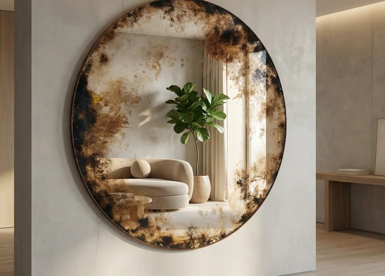 lustra postarzane, lustra antyczne różne kształty