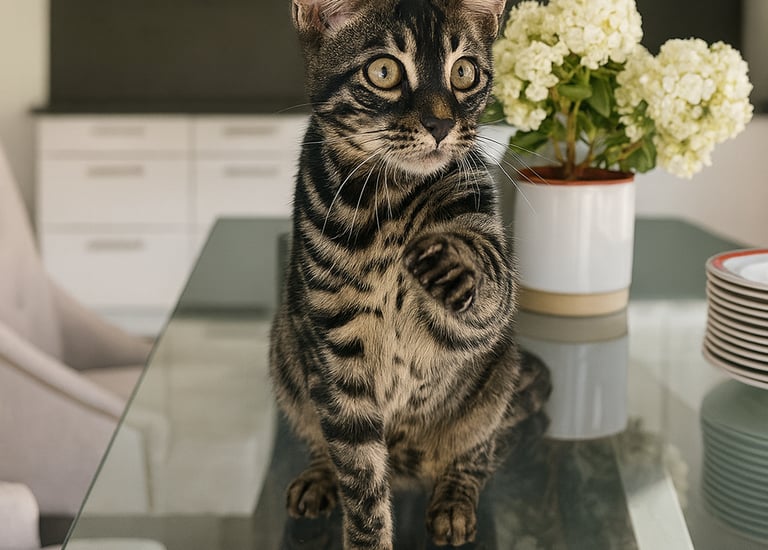 Chat Bengal silver charcoal tabby tendant la patte vers l’objectif – élevage Cocoro