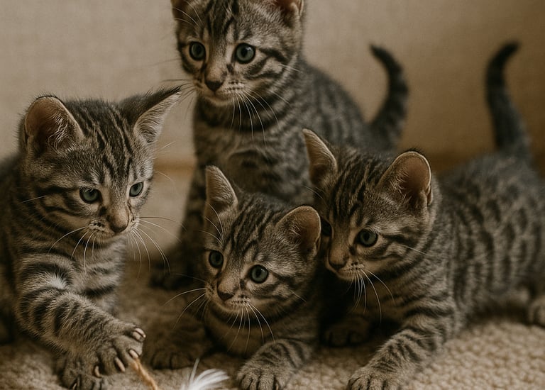 Portée de chatons Bengal charcoal au pelage foncé, élevés en famille