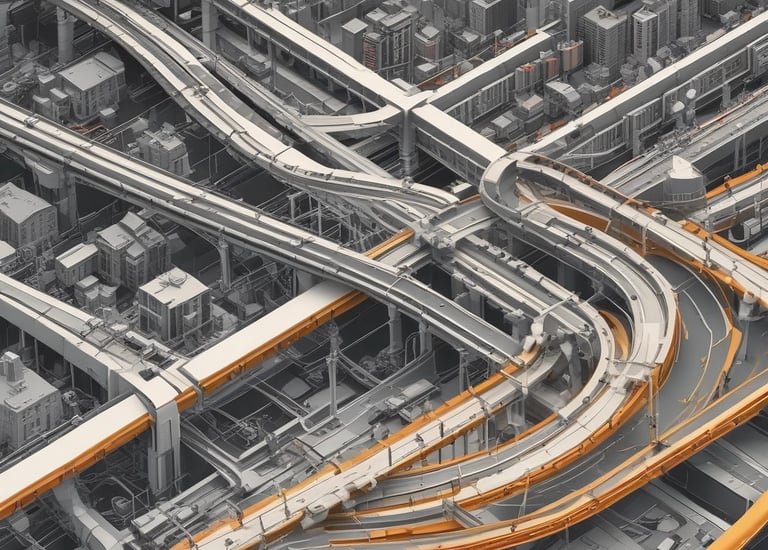 A humanoid robot with large, expressive eyes stands prominently, capturing attention in a tech event setting. People in business attire are visible in the background, engaged in conversation and examining displays. The scene is vibrant with a backdrop that features the phrase 'Connected All Over Europe' in bold pink lettering.