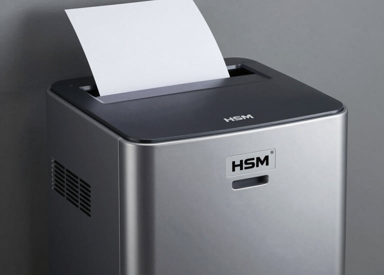 Secure document destruction machine in action at a business office.