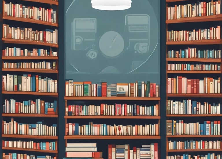 A vibrant street scene showing diverse community members collaborating around digital devices.