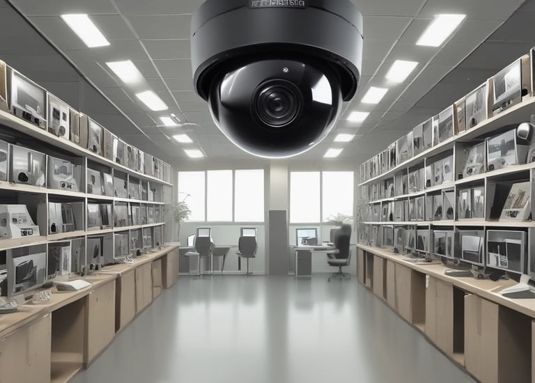 A modern CCTV installation in a commercial setting.