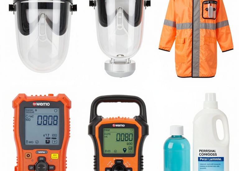 Close-up of gas detectors installed in a factory environment.