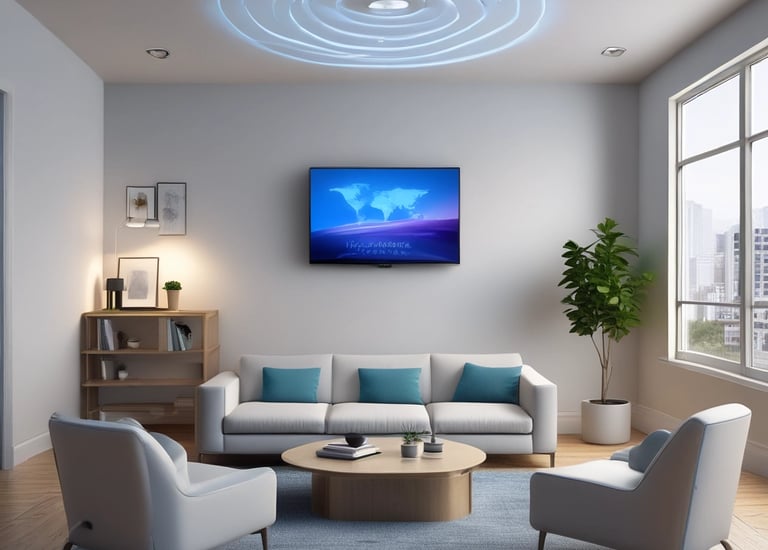 Visual of a wireless system installation in a corporate environment.