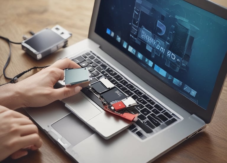 Technician working on a USB recovery with dedicated tools.