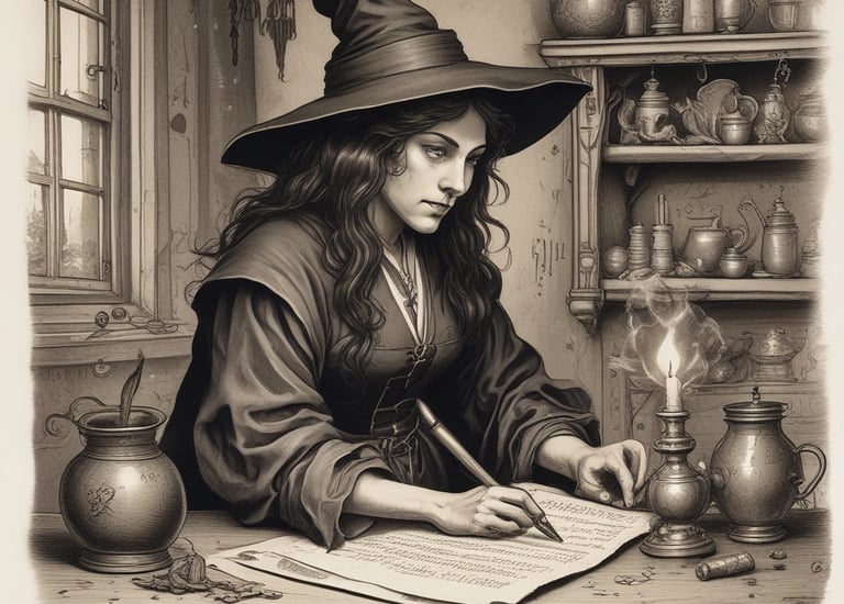 A handcrafted wooden box with intricate purple and yellow carvings, slightly open to reveal glowing light.