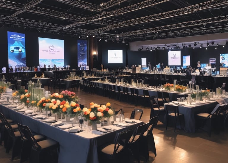 Artist performing energetically on stage with an enthusiastic audience.