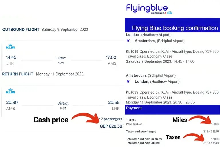 London to Amsterdam booking confirmation