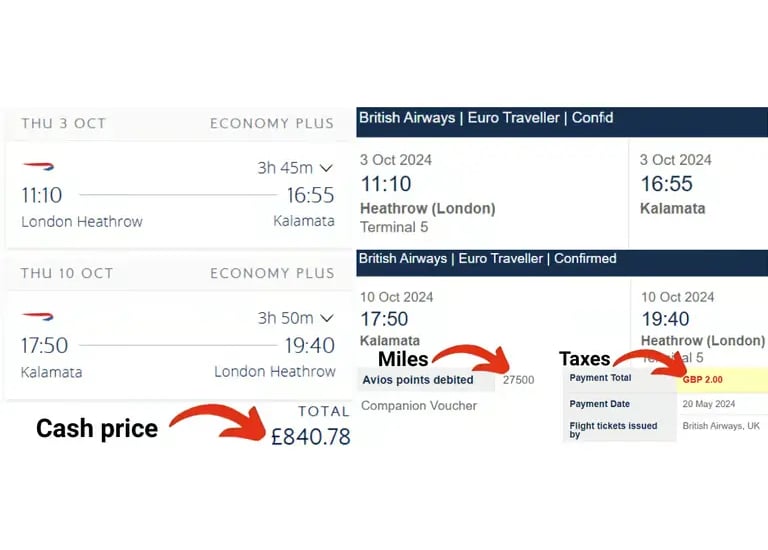London to Kalamata booking confirmation