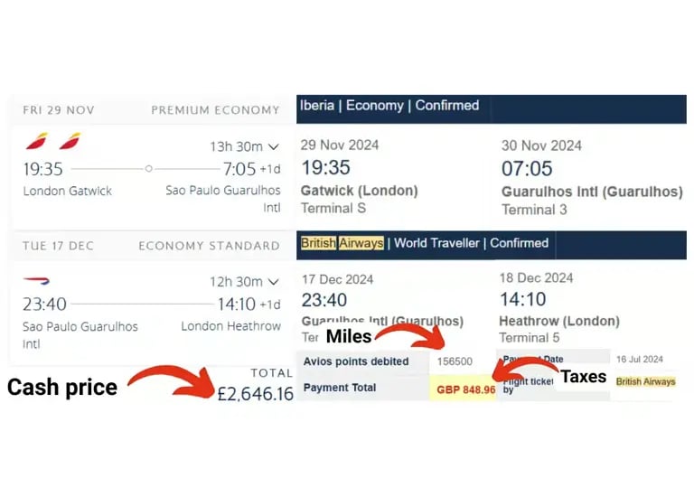 London to Sao Paulo 2 booking confirmation