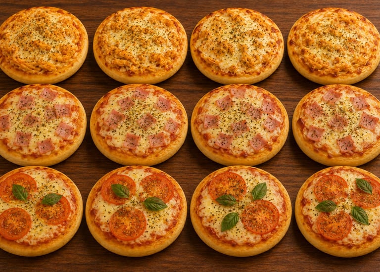 Mini pizzas suculentas | Clube do Freezer Reino dos Sabores