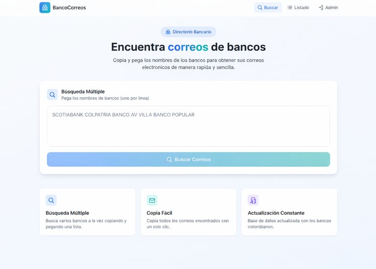 Encuentra correos de bancos