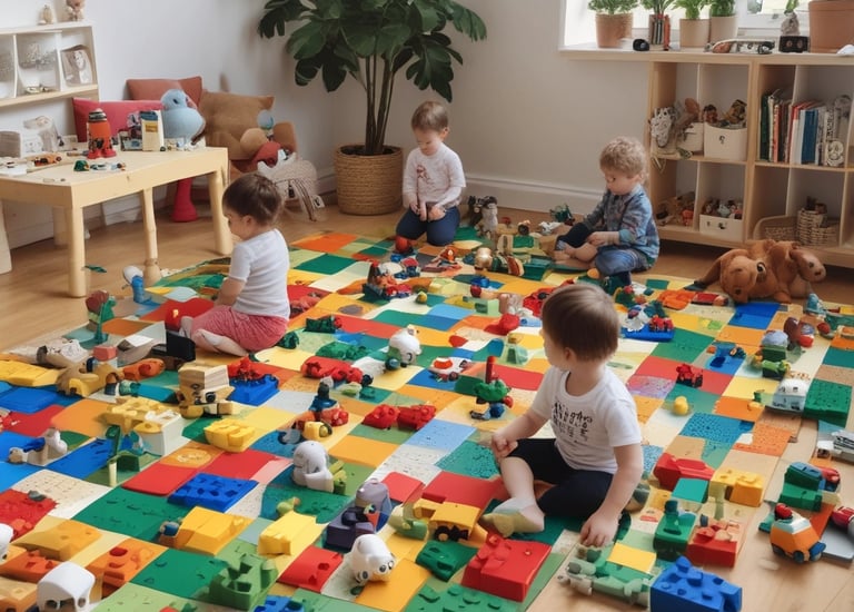 Brightly colored school bags hanging neatly on hooks in the store.