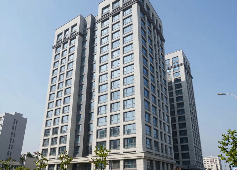 Modern commercial building with a 'For Lease' sign in front.