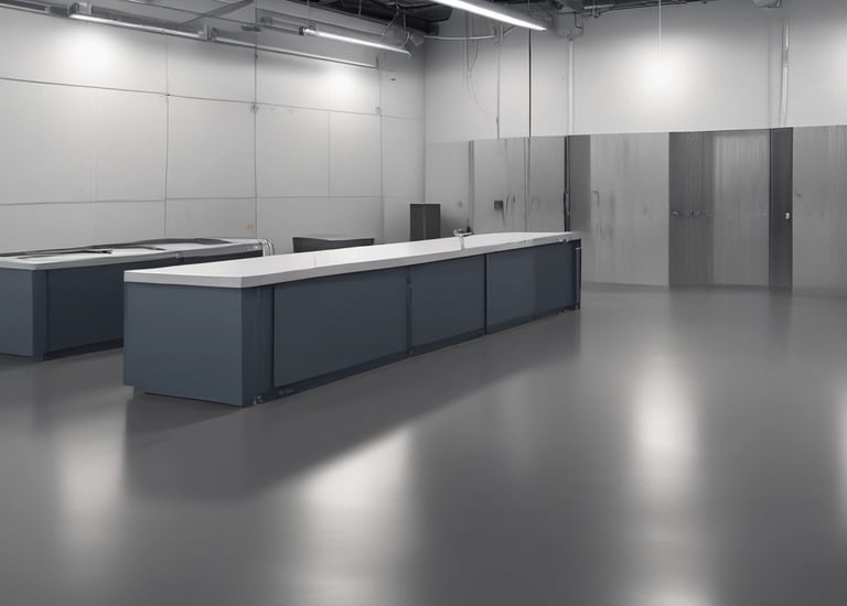 Clean, hygienic food-grade epoxy flooring in a UAE food plant.