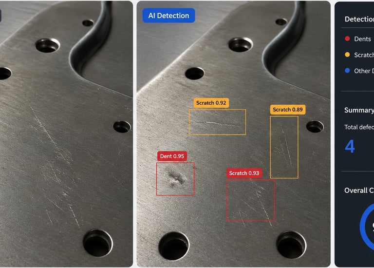 Detect scratches, dents, cracks, and surface irregularities on industrial materials and manufactured