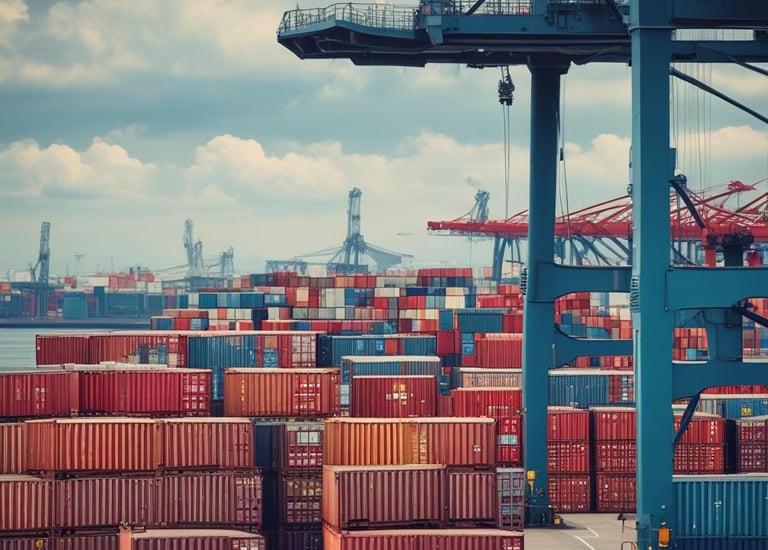Customs officers inspecting shipping containers before clearance.