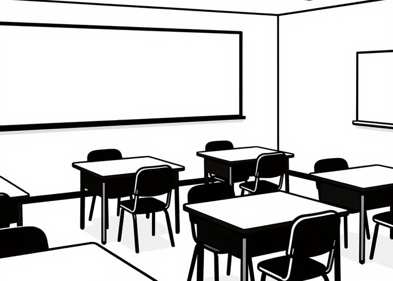 desks in classroom, as it illustrates the futuristic job opportunities for the modern world