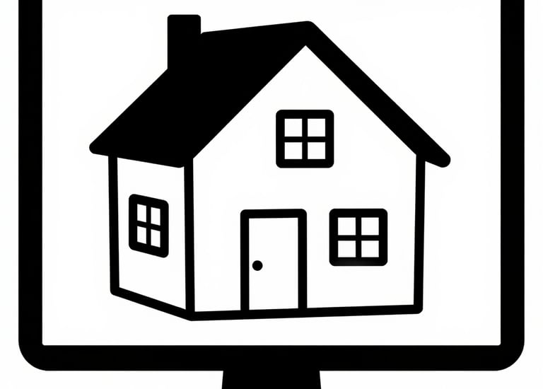 image of a house on a computer screen, illustrating personal virtual real estate