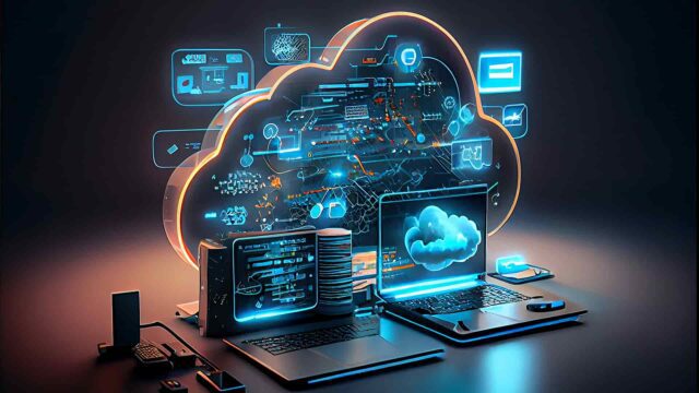 a laptop computer and a laptop with a cloud computing