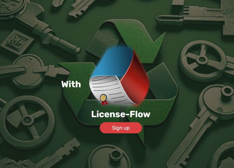 Eine Landing-Page mit Beta-Registrierung für eine Lizenz-Management-Software genannt License-Flow
