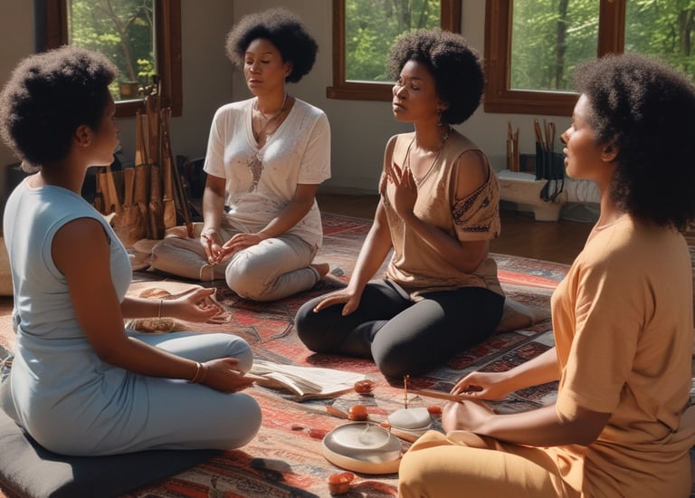 A warm, inviting workspace where collaborators gather around a table sharing ideas.