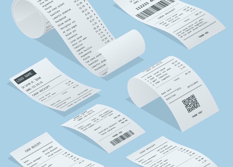 a set of thermal receipt paper