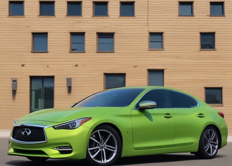 The image captures a close-up view of a car, focusing on the window area. There are stickers visible on the window, which include some text and a graphic of a vehicle. The car is black and the photo is taken at sunset, casting a warm, golden glow on the vehicle's surface.