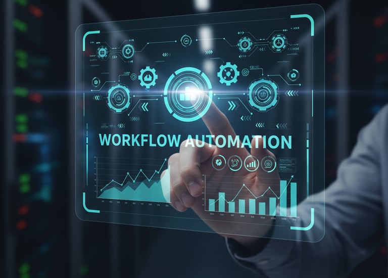 Digital dashboard visualizing automated workflows and data integration for increased business effici