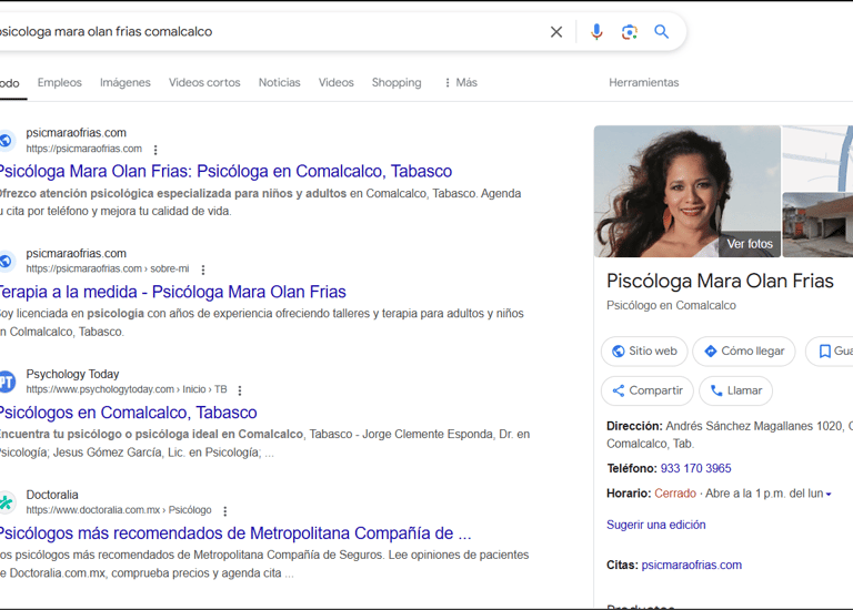 Perfil de GMB para Mara Olan Frias, Socio de Gerenteweb.mx