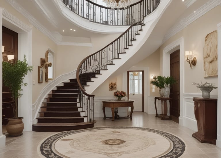 A luxurious indoor setting with a geometric glass ceiling and reflective marble floor. Three high-end luxury cars, including a black and white color scheme, are prominently displayed. A red velvet rope separates the cars from the viewer, suggesting exclusivity.