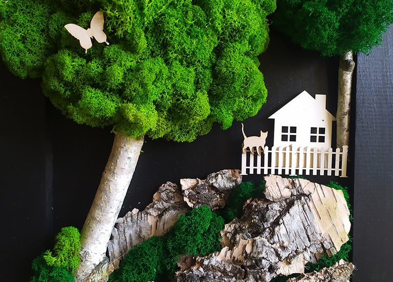 kompozycje obrazów z mchem