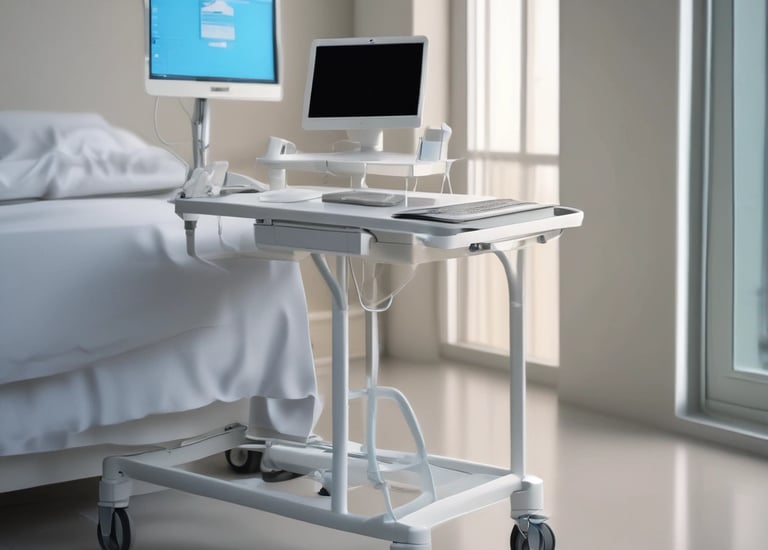 A modern hospital setting showcasing technology in healthcare.