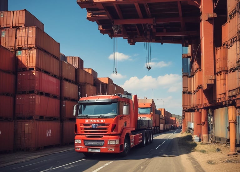 A logistics team planning a transportation route on a map.