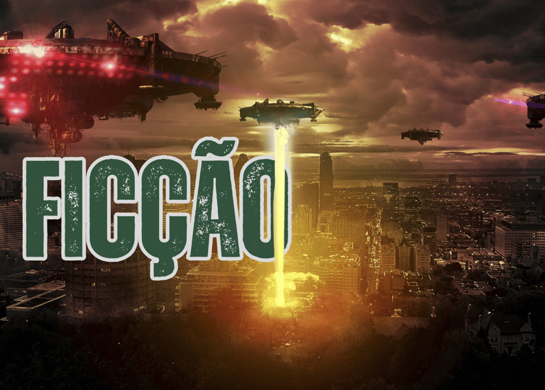 Um grupo de naves alienigenas atacando a Terra