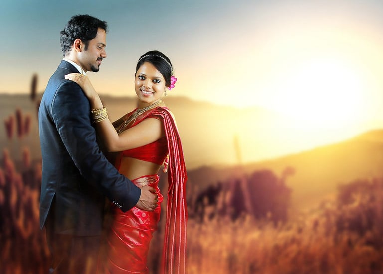 Bride and Groom holding each other for a perfect candid photo during their wedding