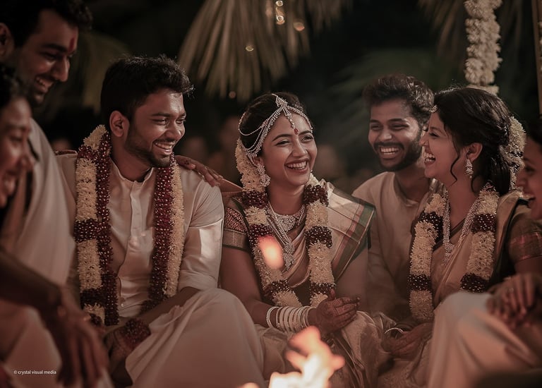 A candid wedding photograph on a destination wedding in Kerala